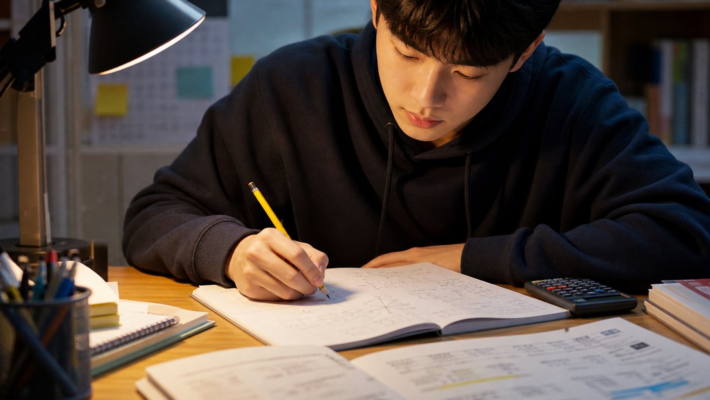 다산동 고2 국어과외 학생이 국어 성적 정체 원인을 분석하는 모습