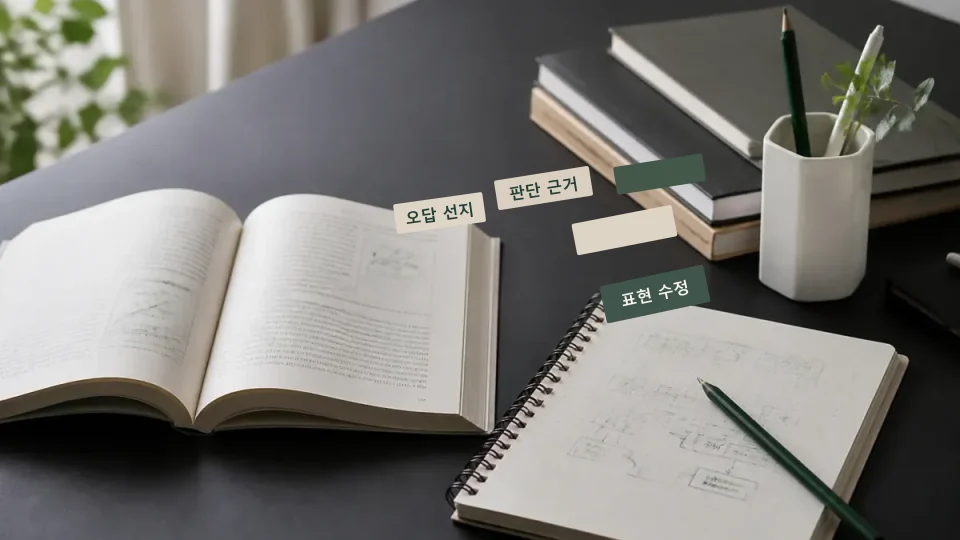 모의고사 오답 선지에서 틀린 근거를 찾는 복습법 학습 가이드 이미지