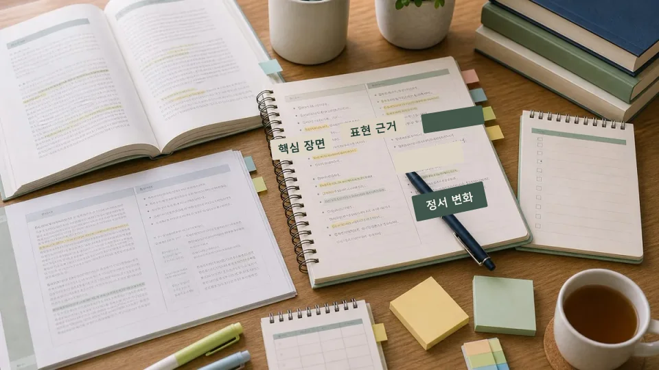 국어 문학 작품의 장면과 정서를 연결해 복습하기 학습 가이드 이미지