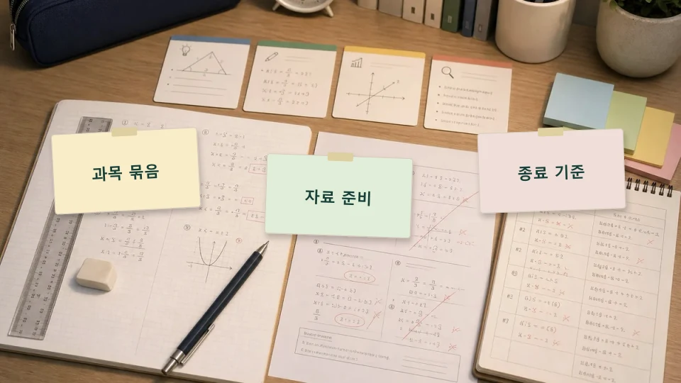 중간고사 주간 과목 전환 시간을 줄이는 계획법 학습 가이드 이미지