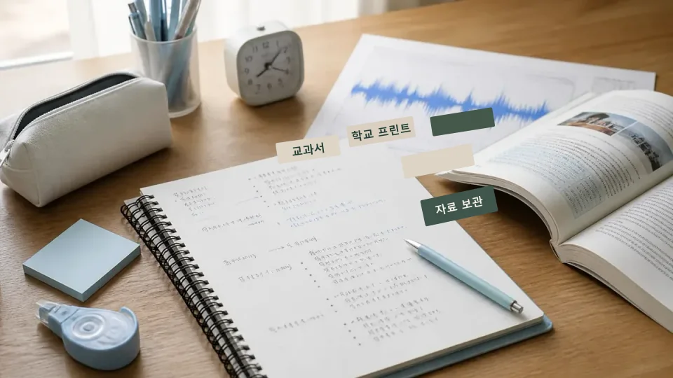 중1 교과서와 학교 프린트를 빠뜨리지 않는 정리법 학습 가이드 이미지