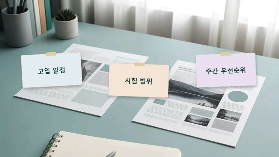 중3 고입 일정과 중간고사 공부의 우선순위 정하기 학습 가이드 이미지