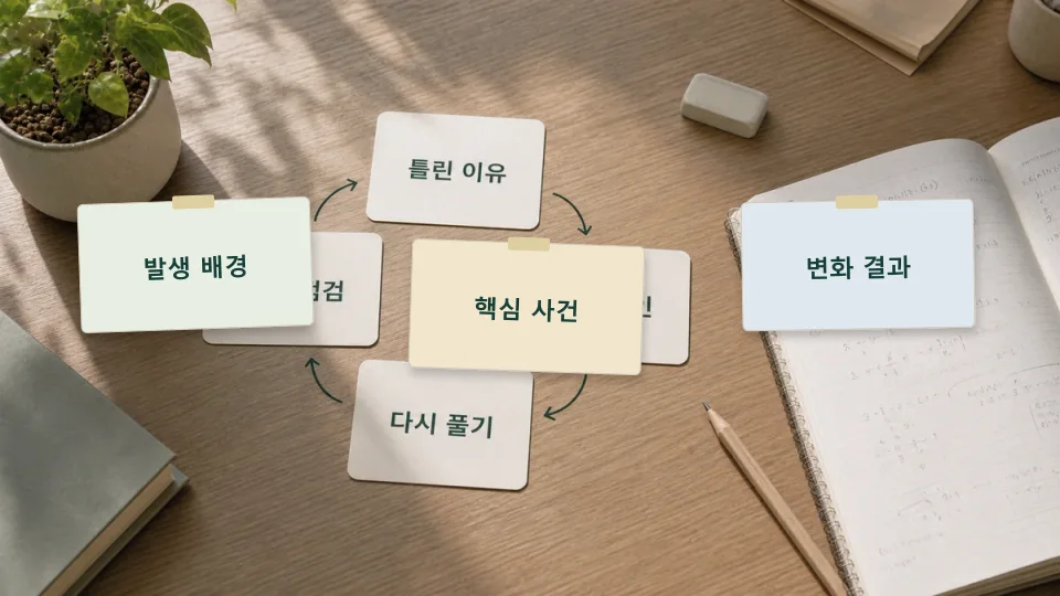 역사 사건의 원인과 결과를 사슬처럼 연결해 외우는 법 학습 가이드 이미지