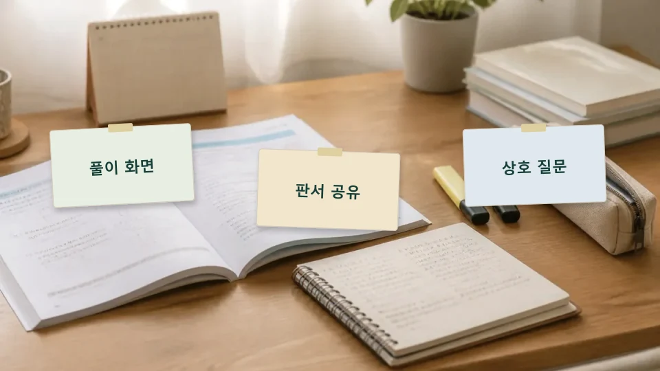 온라인 과외에서 카메라와 판서 화면을 확인할 기준 학습 가이드 이미지