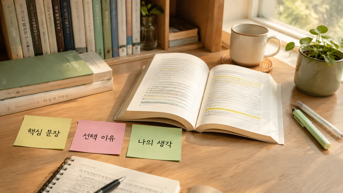 광문중학교 1학년 국어과외 독서 기록에서 핵심 문장과 생각 나누기 학습 자료