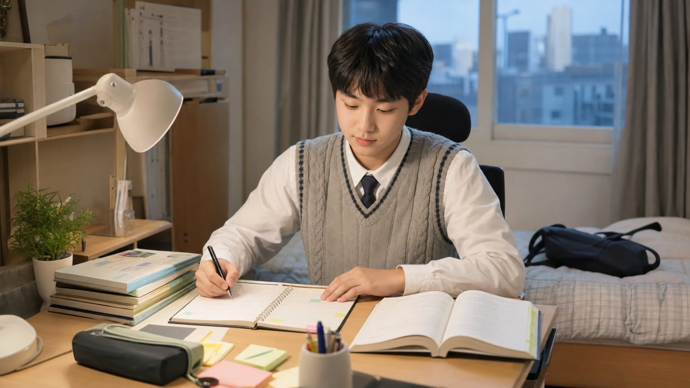 토론 준비를 위해 논제와 쟁점을 정리하는 학생