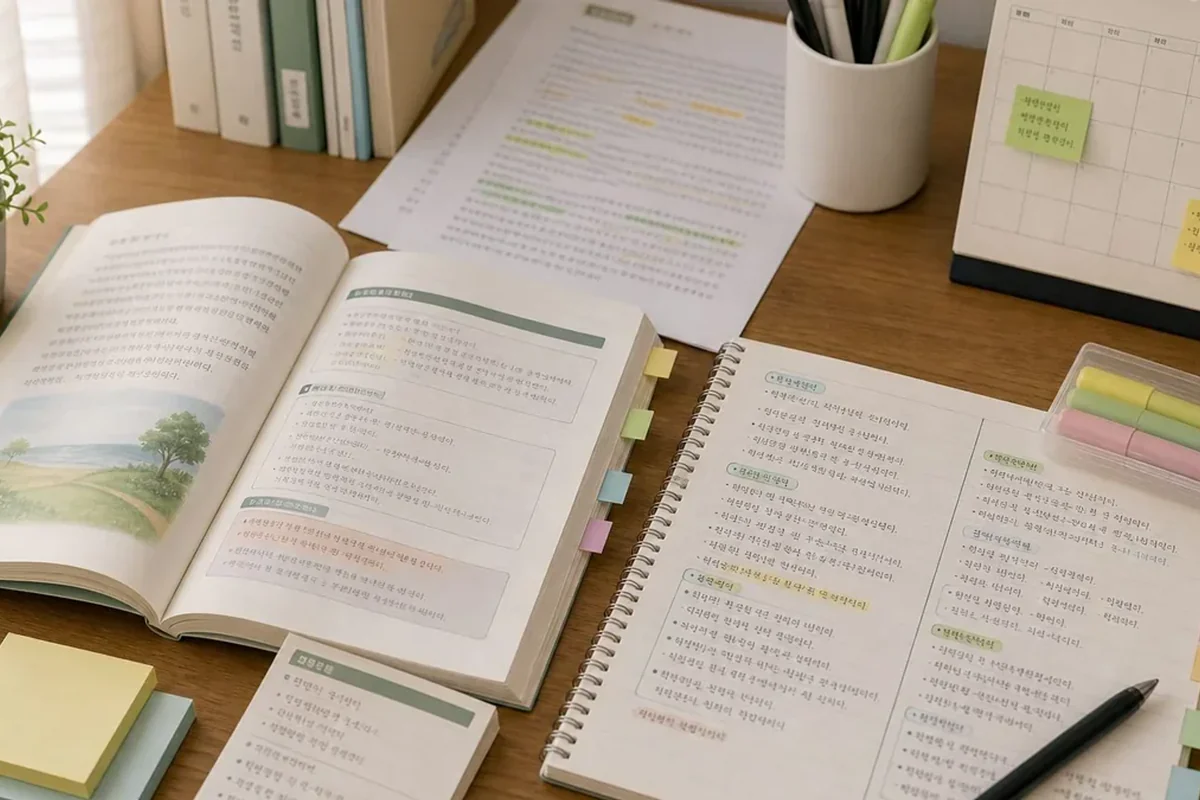 부모와 학생이 수업 방향을 함께 확인하는 모습